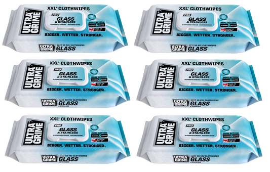 UltraGrime PRO Glass & Stainless Shiny Surface Strong Cleaning Cloth 50 Wipes X6
