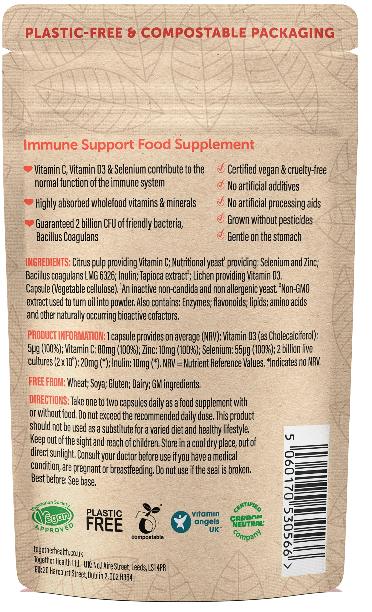 Together Health Immune Support Whole Food Vitamin C D3 & Zinc - 30 Capsules