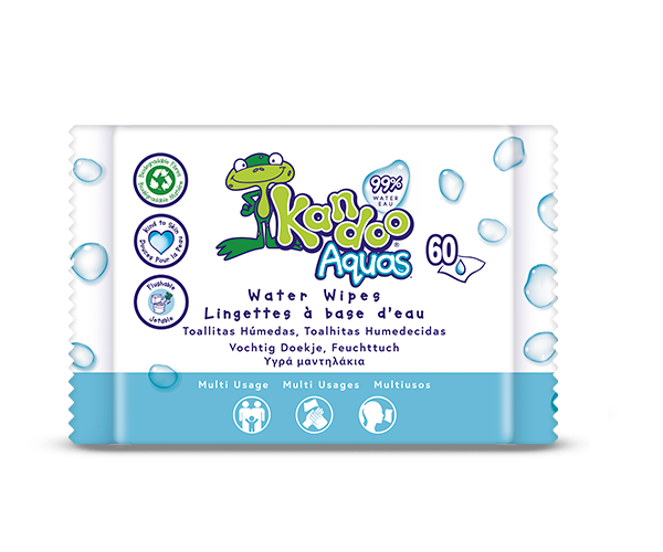 Kandoo Aquas 99% Water Based Flushable Moist Toilet Tissue - 60 Water Wipes
