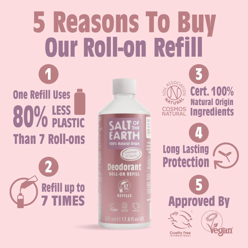 Salt Of The Earth Lavender Vanilla Roll On Natural Deodorant Refill Pouch 525ML