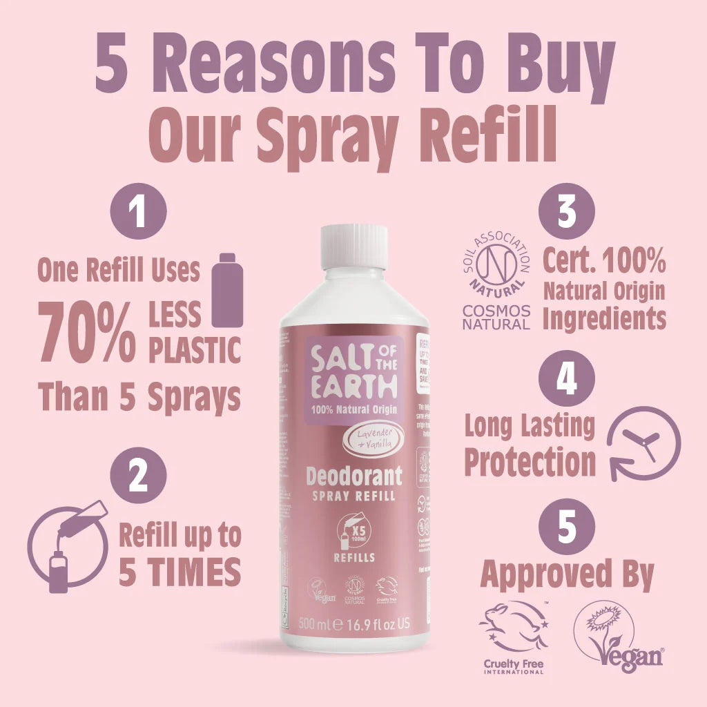 Salt Of The Earth Lavender & Vanilla Natural Deodorant Refillable Spray - 500ML