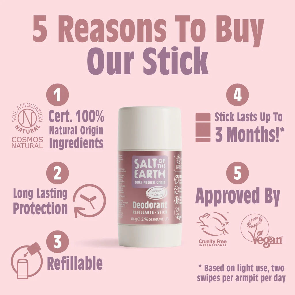 Salt of the Earth Lavender & Vanilla Natural Deodorant Refillable Stick - 84g