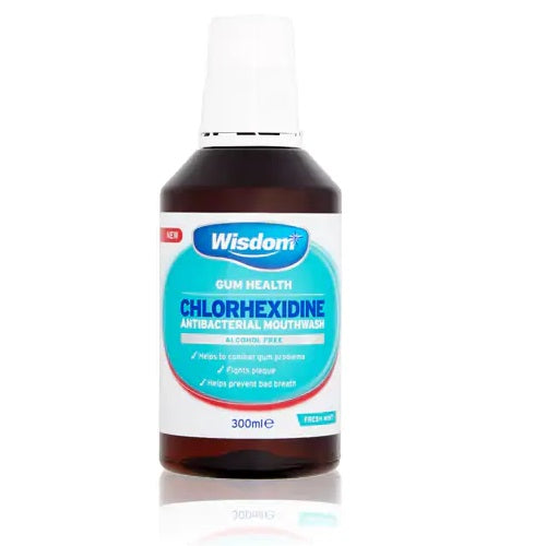 Wisdom Chlorhexidine Antibacterial Mouthwash Mint Alcohol Free - 300ml X 3