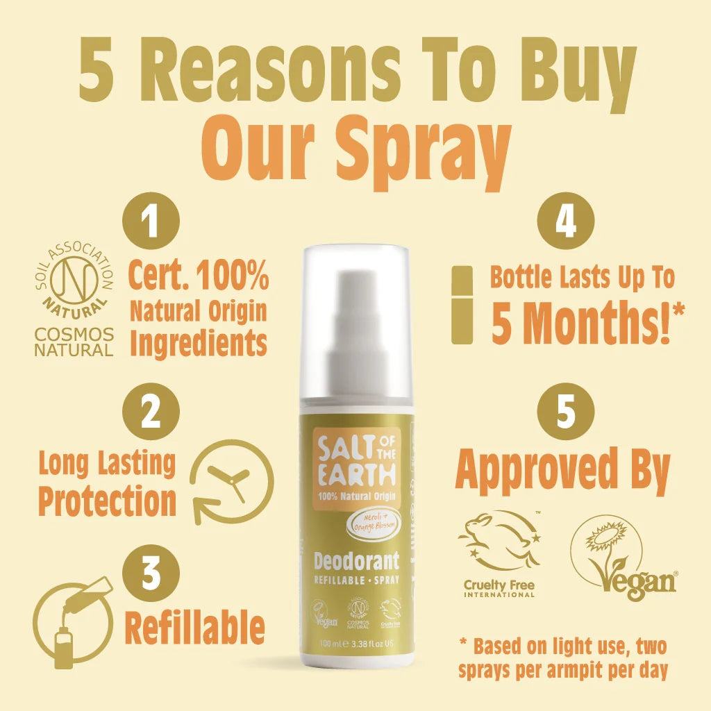 Salt Of The Earth Neroli Orange Blossom Natural Deodorant Refillable Spray 100ML