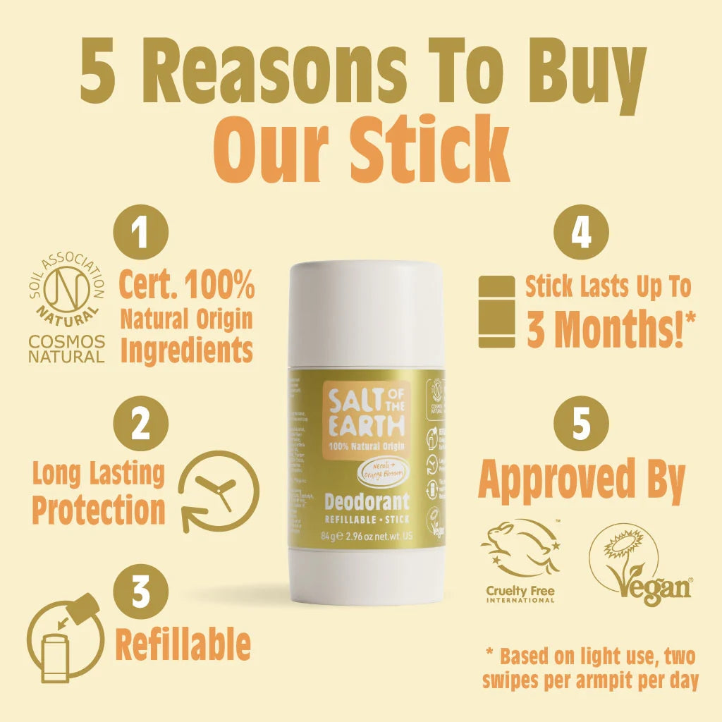 Salt Of The Earth Neroli & Orange Blossom Natural Deodorant Refillable Stick 84g