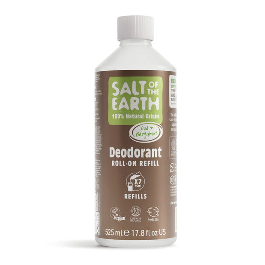 Salt Of The Earth Oud & Bergamot Natural Deodorant Roll On Refill Vegan - 525ML