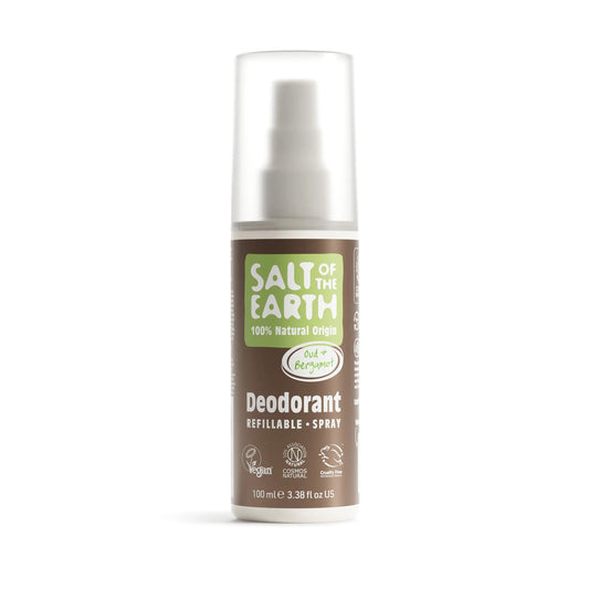 Salt of the Earth Oud & Bergamot Natural Refillable Deodorant Spray - 100ML