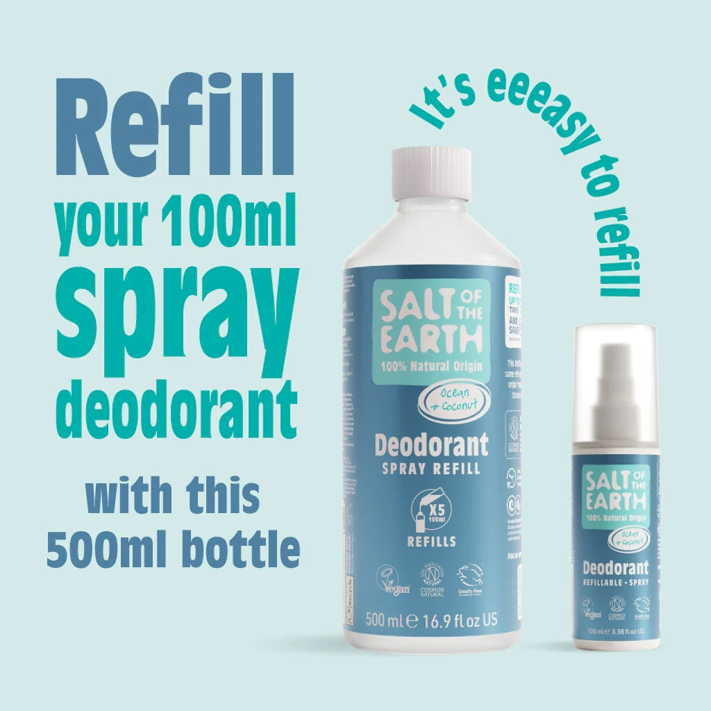 Salt of the Earth Ocean & Coconut Deodorant Spray Refill 100% Natural - 500ml