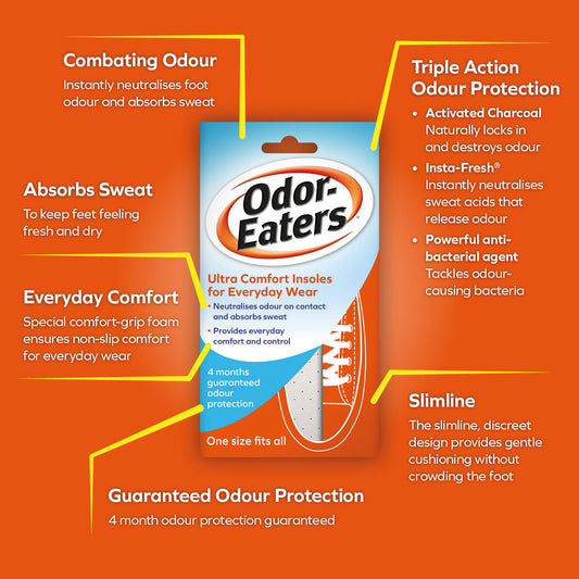 Odor-Eaters Ultra Comfort Odour Destroying Heavy Duty Insoles Everyday Wear