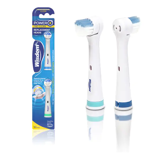 Wisdom Power Plus Pro Clean Electric Toothbrush Replacement 2 Heads Per Pack