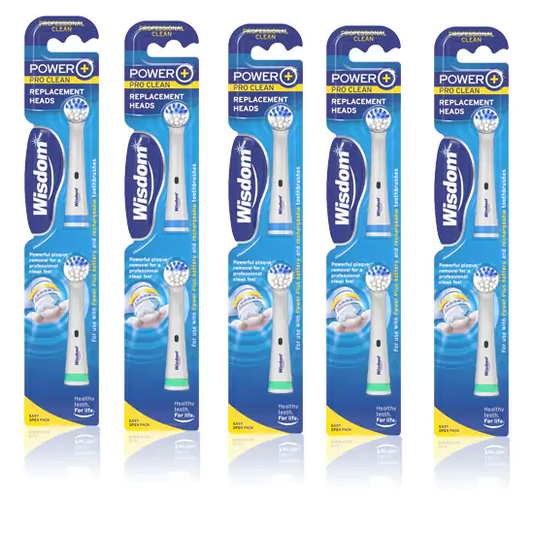 Wisdom Power Plus Pro Clean Electric Toothbrush Replacement 2 Heads Per Pack X 5