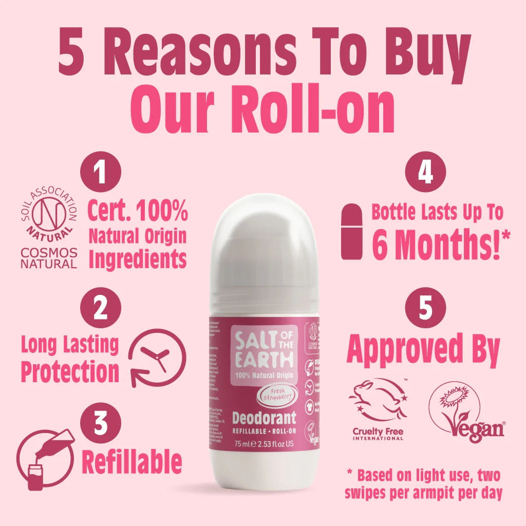 Salt of the Earth Fresh Strawberry Natural Refillable Roll-On Deodorant - 75ml