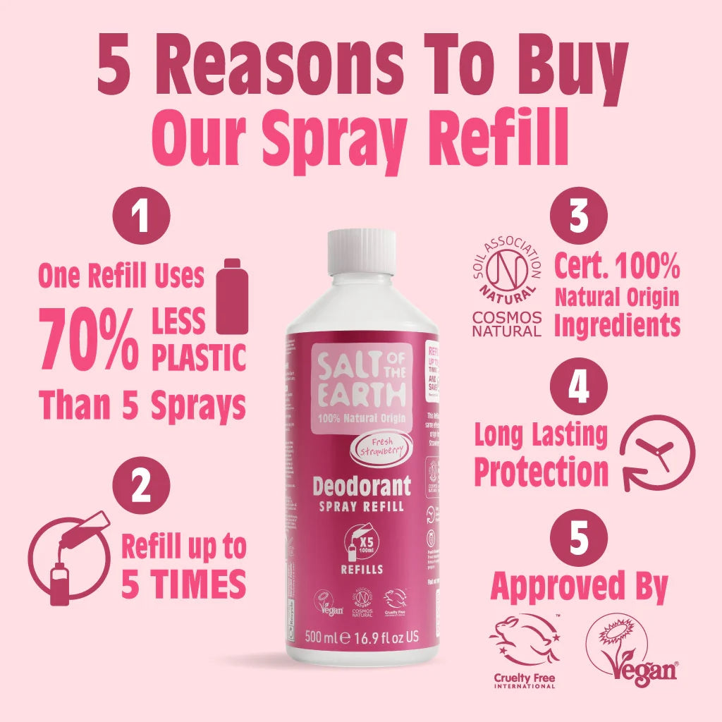 Salt of the Earth Fresh Strawberry Natural Deodorant Spray Refill - 500ML
