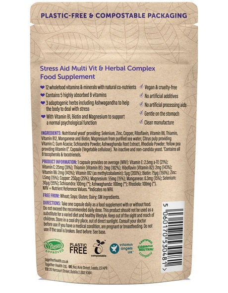 Together Health Stress Aid Complex Multifood Multivitamin Herbal Vegan - 30 Caps