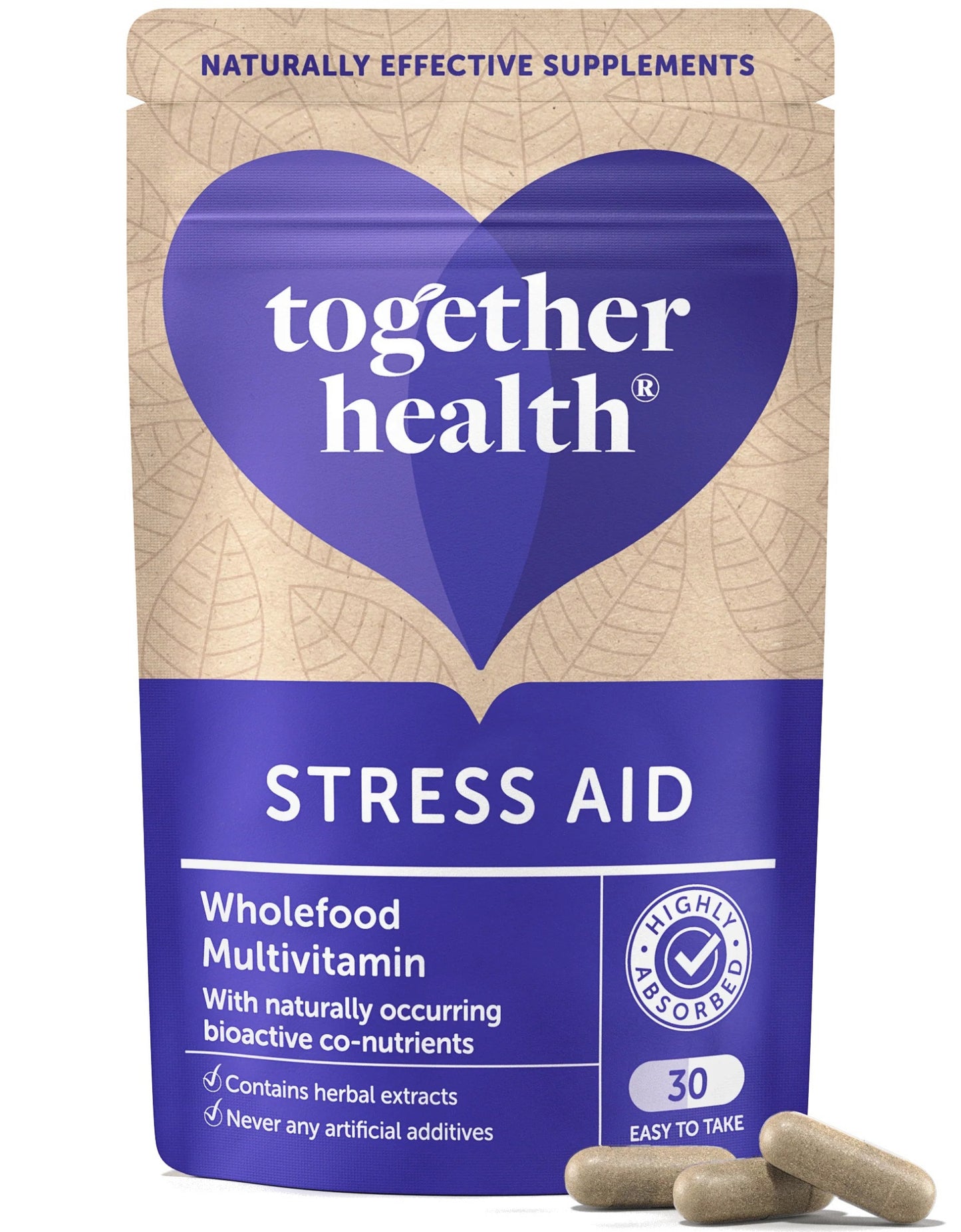 Together Health Stress Aid Complex Multifood Multivitamin Herbal Vegan - 30 Caps
