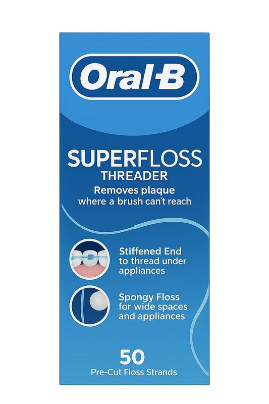 Oral-B Superfloss Threader Removes Plaque Dental Floss For Braces 50 Strands X 5
