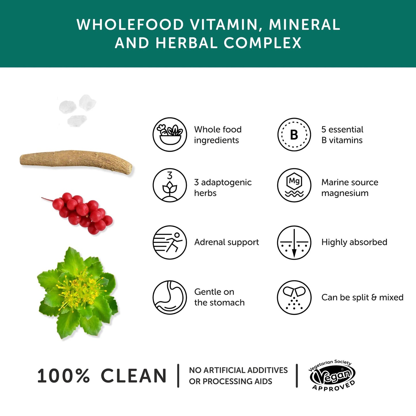 Together Health Stress Aid Complex Multifood Multivitamin Herbal Vegan - 30 Caps