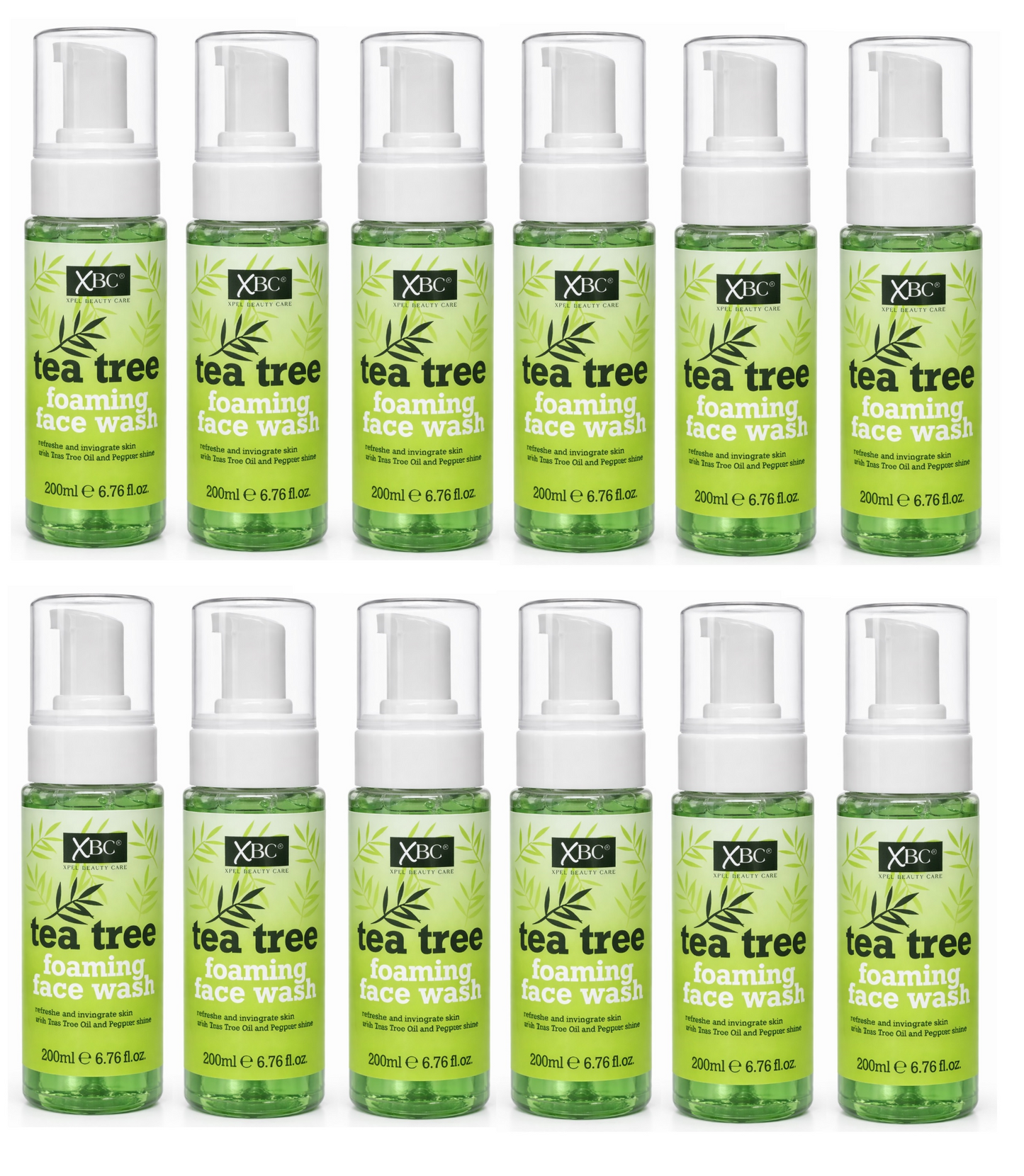 Xpel XBC Tea Tree Foaming Face Wash Peppermint Clean Refreshes Skin - 200ml X 12