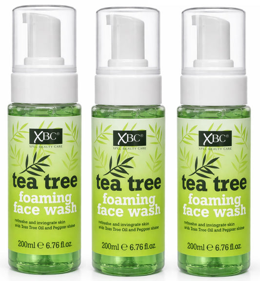 Xpel XBC Tea Tree Foaming Face Wash Peppermint Clean Refreshes Skin - 200ml X 3