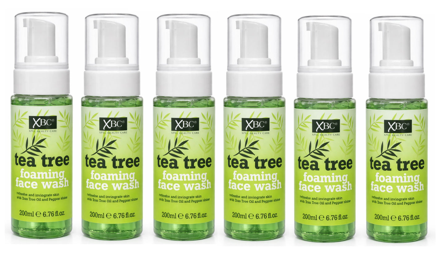 Xpel XBC Tea Tree Foaming Face Wash Peppermint Clean Refreshes Skin - 200ml X 6