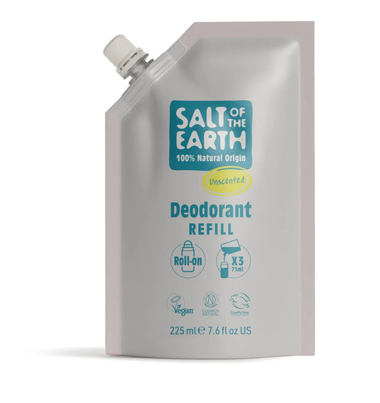 Salt Of The Earth Natural Deodorant Unscented RollOn Refill Pouch 3X Uses- 225ML