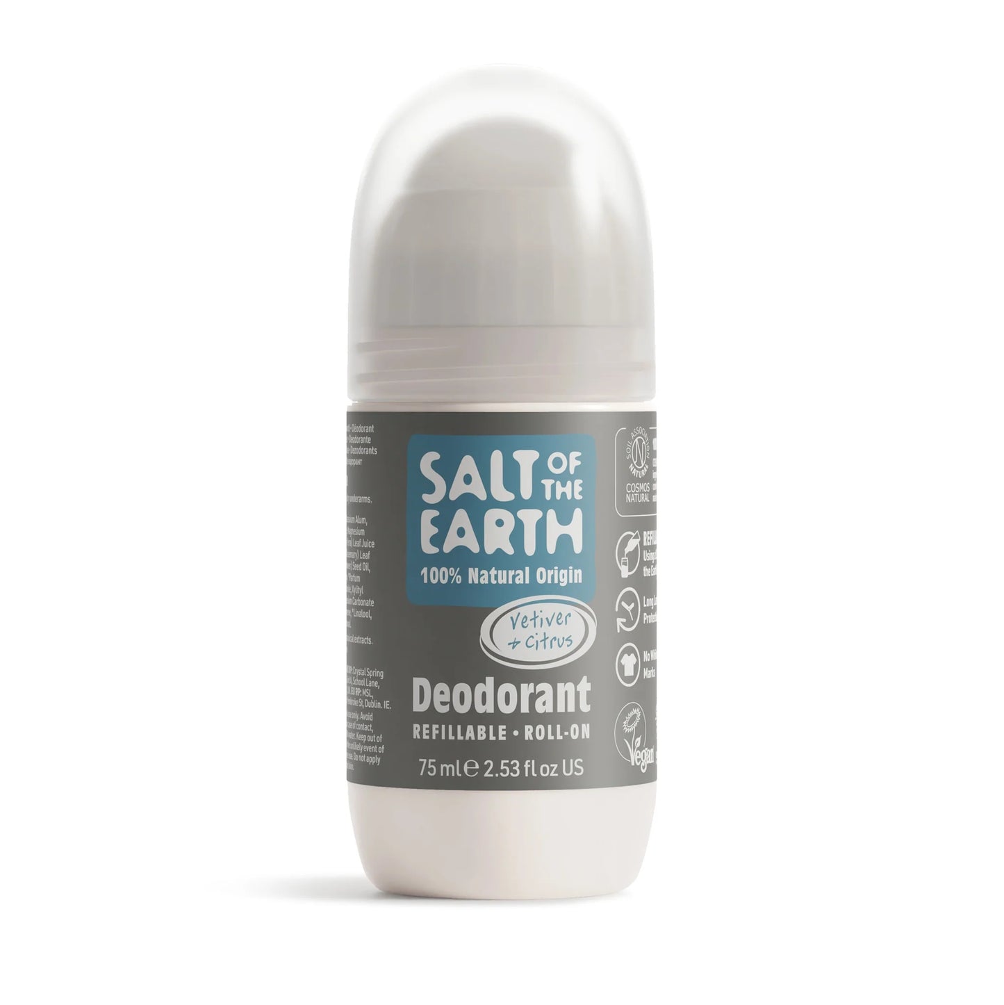 Salt Of The Earth Vetiver & Citrus Natural Refillable Roll-On Deodorant - 75ml