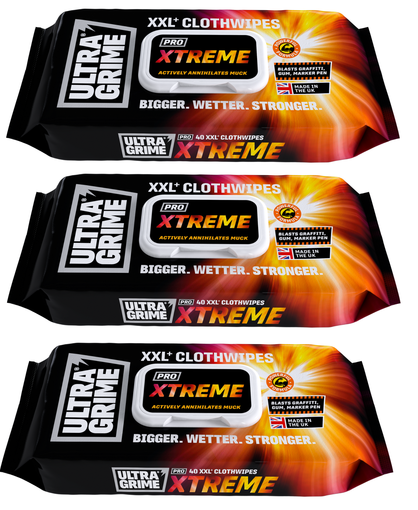UltraGrime Pro Xtreme Removes Graffiti Permanent Marker Gum Adhesive 40 Wipes X3