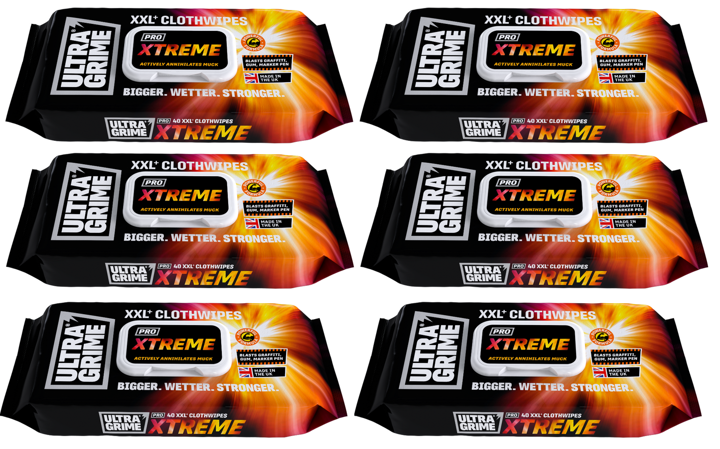 UltraGrime Pro Xtreme Removes Graffiti Permanent Marker Gum Adhesive 40 Wipes X6